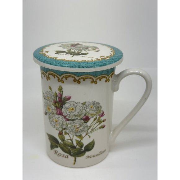 Rosa Novelliana 4.25" Kent Pottery Floral Porcelain Mug w/ Floral Lid Tea Time - Picture 3 of 9